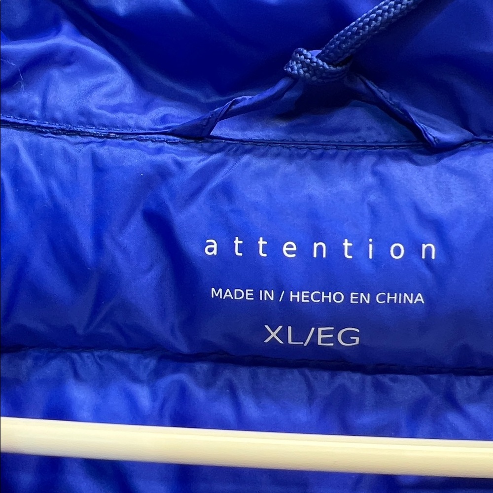 Attention Blue Packable Down Puffer Jacket W/ Bag… - image 3